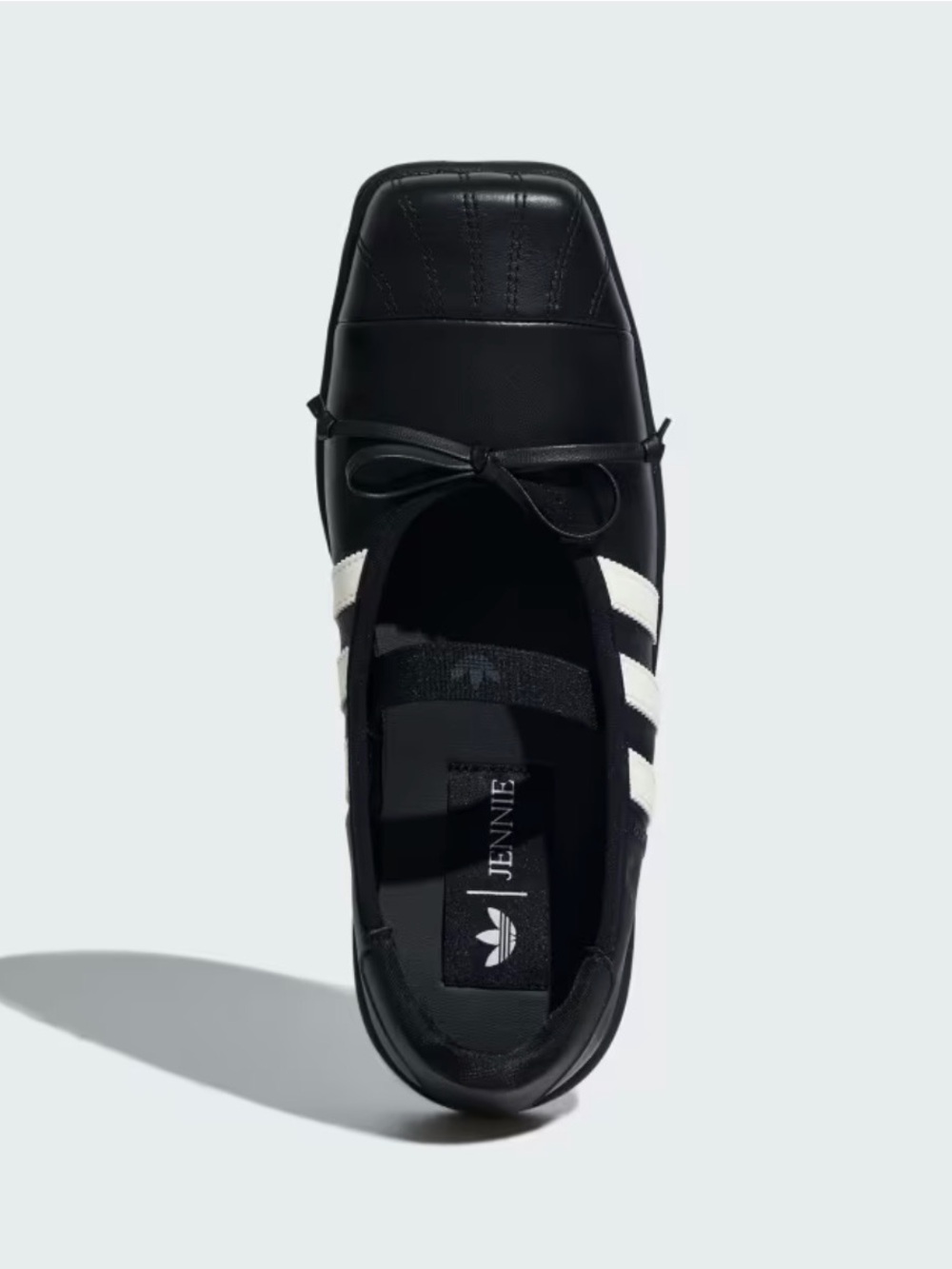 adidas Jennie Black with White Three-Stripes Ballet Slip-On
